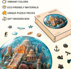 Jigfoxy Wooden Puzzles for Adults, Indian Temple Sanctua Wood Puzzles Adult, Unique Animal Shape Wooden Jigsaw Puzzles for Adults, Birthday Gifts for Puzzle Lovers, Family, Friend (S-8.5*8.5in-100pcs)