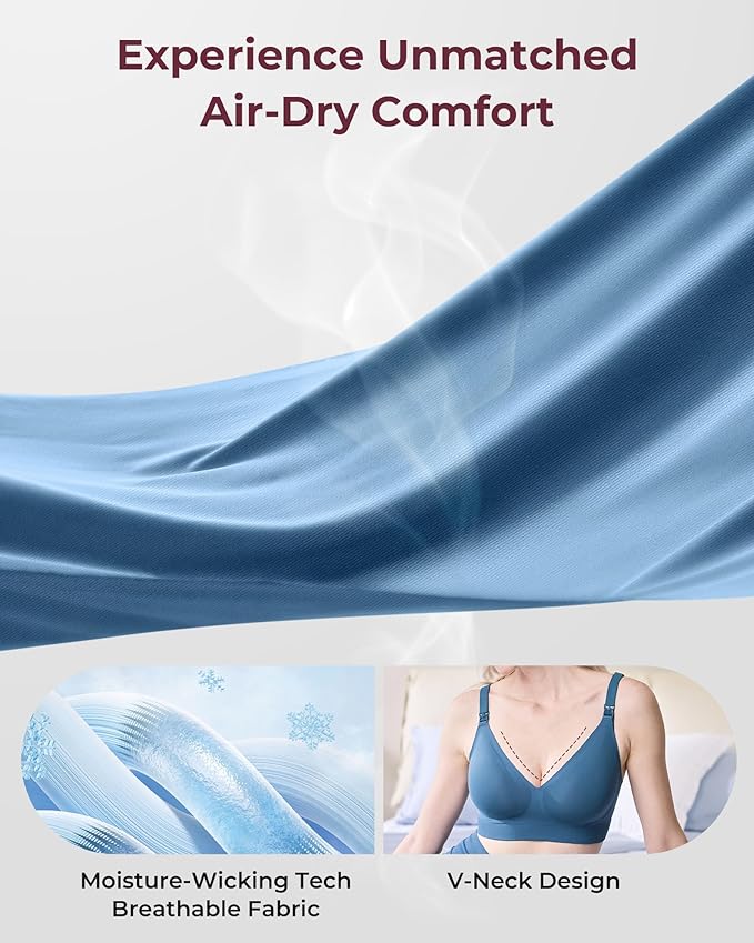 Momcozy CoolFit Nursing Bras for Breastfeeding, Ultra Stretch Seamless Jelly Strip Maternity Bra, Cooling Wireless