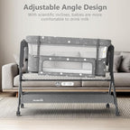 3 in 1 Baby Bassinet, Rocking Bassinet Bedside Sleeper with Comfy Mattress and Breathable Mesh, 6 Height Adjustable & Upgraded Wheels Portable Bedside Crib for Newborn