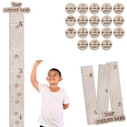 Personalized Wooden Ruler Growth Chart for Kids with Height Markers, Custom Name Growth Chart Hanging Decor for Baby Boy & Girl, Family Measuring Board Wood, Wall Meter for Children (56 in x 3,5 in)