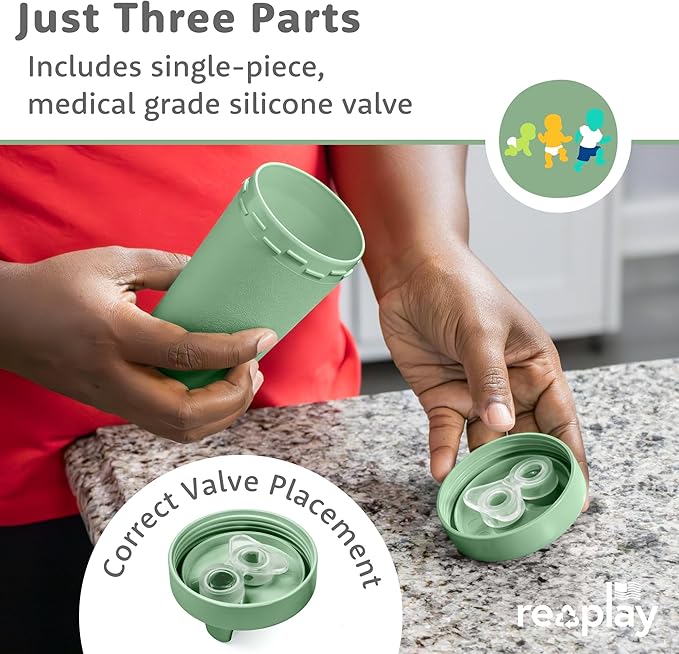 Re-Play Sippy Cups for Toddlers - 10 Oz. Reusable Spill Proof Cups for Kids, Dishwasher/Microwave Safe - Made in USA - Set of 4-3.13" x 6.25" - Meadow