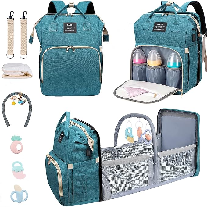 Baby Diaper Bag with Changing Station,Diaper Bag Backpack,Girl Boy Diaper Bag,Large Capacity,900d Excellent Oxford(Ungrade-Green)