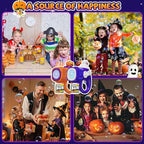 Halloween Bubble Machine Gun for Kids: 2 Pack Automatic Bubble Maker Blaster Toys with LED Lights, 10 Refill Solutions, Pumpkin & Ghost Bubble Blower for Halloween, Party Favor, Toddlers 3-8 Gifts