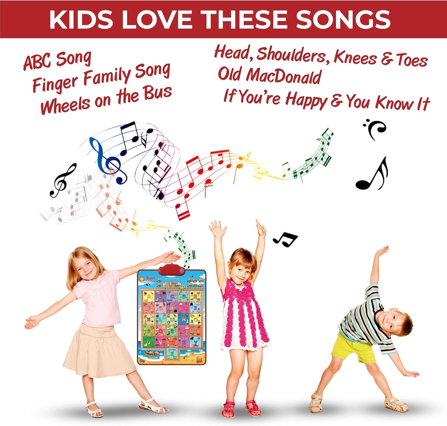 Just Smarty Interactive First 100 Words Learning Toys for 2 Year Olds | Educational First Words Alphabet Poster for Children | Learning Words for Toddlers ABC Chart | Alphabet Learning Toys for Kids