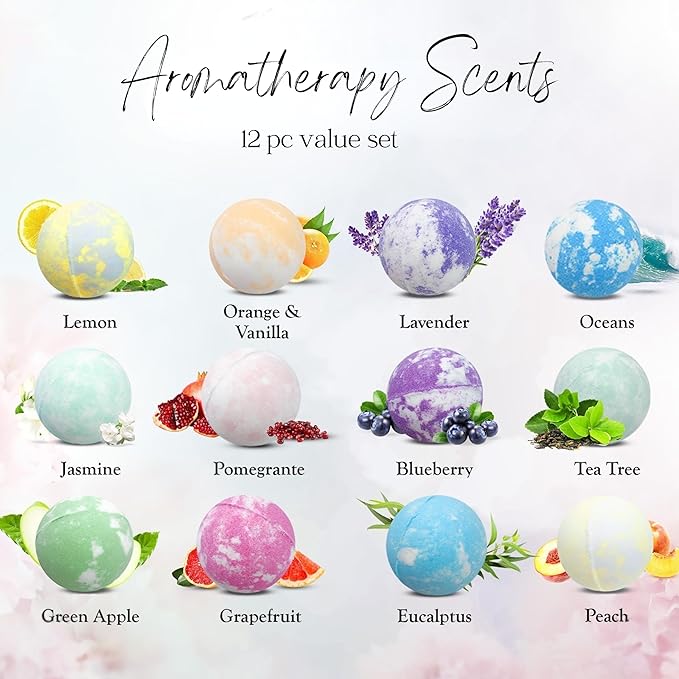 EvolutionUSA Mother's Day Bath Bombs for Women, 12 Beautiful Bath Bombs for Mom, Thoughtful Mother's Gift of Luxury & Relaxation, Gorgeous Bath Balls Set, Lush Aramotherpy Bathbombs, Gift Set Women
