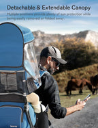 besrey Baby Backpack Carrier, Toddler Hiking Backpack with Safety 3-Height Seat, Adjustable Straps&Waist Belt, Foldable Frame Lightweight Large Capacity Child Carrier for Hiking (Klevin Blue)