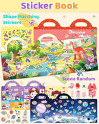 Benresive Reusable Sticker Books for Kids 2-4, Sticker Books for Toddlers 1-3 2-4, Toddler Travel Toys Activities Crafts Gifts - Dinosaurs, Space and Body