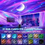 One Fire Northern Lights, 21Colors Galaxy Projector for Bedroom, 15White Noise&Bluetooth Star Projector Galaxy Lights, Remote Ceiling Projector,Aurora Light Projector Room Decor,Gifts for Kids,Adults