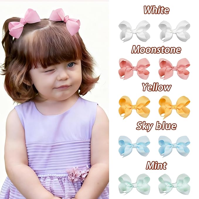 CÉLLOT 40 Pieces 3 Inch Hair Bows for Girls Clips Grosgrain Ribbon Boutique Hair Bow Alligator Clips For Girls Teens Toddlers Kids