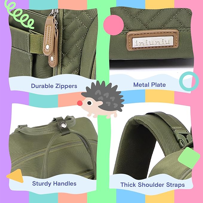 iniuniu Diaper Bag Backpack, 4 in 1 kit Large Unisex Baby Bags for Boys Girls, Waterproof Travel Back Pack with Diaper Pouch