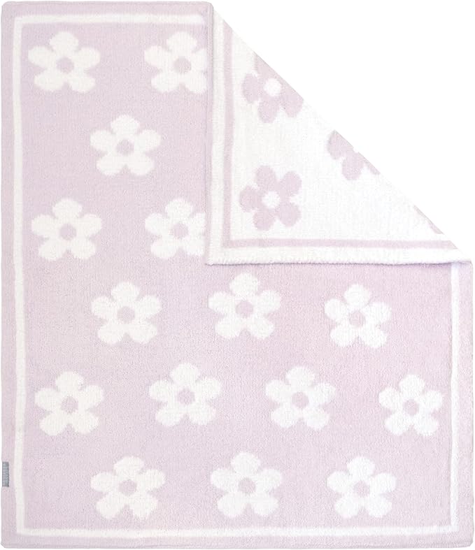 Living Textiles Chenille Baby Blanket - Purple Flower Ultra Soft, Thick, and Versatile | Warm Blanket for Newborns, Throw Blanket for Crib, Stroller Cover | Perfect Baby Gift 75 x 85 cm