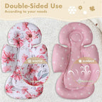 Infant Car Seat Insert, 2-in-1 Head & Body Carseat Support for Baby Newborn Toddler with Strap Covers, Reversible Ultra-Soft Cushion for Baby Carseat, Stroller, Swing & Bouncer