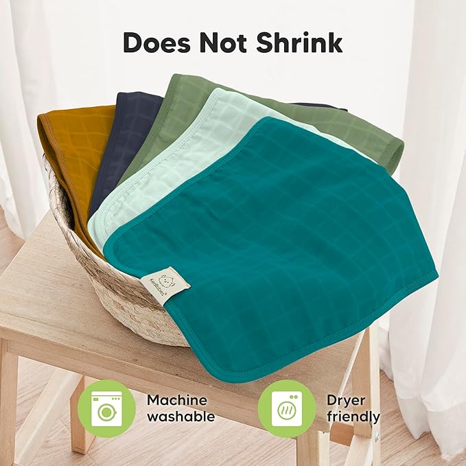 5-Pack Cotton Muslin Burp Cloths Baby Girls, Boys - Soft & Absorbent Spit Up Burp Rags, Large Muslin Towel, Cotton Wash Cloths for Babies, Newborn, Infant, No Shrink, Durable, Neutral (Eclipse)