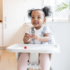 Regalo High Chair with Rainbow Seat Pad for Babies and Toddlers, Award Winning Brand, Removable Oversized Tray with Cup Holder, Five Point Harness, White