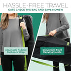 reperkid Umbrella Stroller Bag for Airplane Travel, Black and Green, 47" H x 15" W x 12" D, Fits Most Single and Double Umbrella Strollers – Premium Waterproof Cover, Adjustable Shoulder Strap