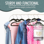 50 Premium Kids Velvet Hangers - 14" Non-Slip Clothes Hangers for Kids & Preteens - Ultra Slim, Space-Saving, Strong & Durable Hangers with 360° Swivel Hook - Black