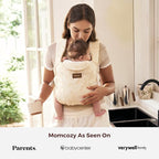 Momcozy Newborn Carrier WeeSnug - Lightweight and Cozy Comfort for 7-25 lbs, Ergonomic Cross-Back Support, Jacquard Weave, Hands-Free Baby Carrier with Lumbar Support, Geometry