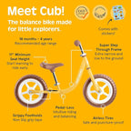 Retrospec Cub Toddler 12" Balance Bike, 18 Months - 3 Years Old, No Pedal Beginner Kids Bicycle for Girls & Boys, Flat-Free Tires, Adjustable Seat, & Durable Frame