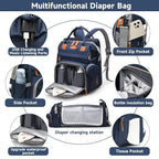 Diaper Bag Backpack Diaper Bag Multifunctional Waterproof Diaper Bag with Changing Station Travel Backpack with Changing Pad, Pacifier Case & Stroller Straps(Blue)