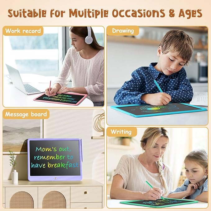 LCD Writing Tablet for Kids, 15 Inch Large Screen Doodle Board Toddler Toys, Drawing Writing Board Tablet, Office Message Notes Board Birthday Gift for 3-12+ Year Old Girls Boys Toys, Pink