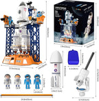 Rocket Launcher Space Shuttle Toys for Kids Boys Age 3 4 5 6 7 8 9 Years Old, 2-in-1 STEM Building Aerospace Toys with Rocket Launcher for Indoor Outdoor, Spaceship Toys Birthday Gift for Boys Girls