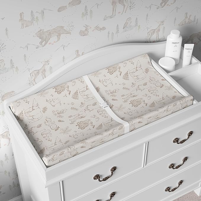 Baby Changing Pad Cover 2-Pack for Boys, Girls (Magic Forest) - Premium Fitted Sheets Baby Diaper Changing Table Cover - Buttery Soft Cotton Blend