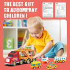 Veslier Toddler Toys Car for Boys Girls Age 1-3 3-5, 5 in 1 Carrier Transport City Vehicles Toys,Kids Toy Cars for Toddlers 1-3, Christmas Birthday Gift for Toddlers 3+.