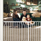 owlie Baby Gate Indoor 75-85 Inch, Extra Wide Safety Gate for Dogs Large Stairway Gate Adjustable Baby Gates Pressure Mount Wide Gates for Pet Stairway Doorways No Drilling White (30.5'' Tall)