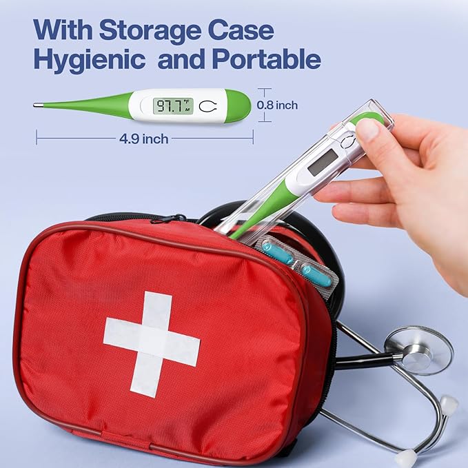 Boncare 10 Seconds Oral Thermometer for Adults and Kids - Accurate & Safe Rectal Thermometer for Baby with Fever Alarm, Digital Thermometer (Green)