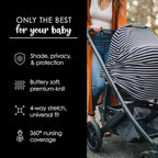 Milk Snob Original 5-in-1 Cover - Nursing Cover for Breastfeeding - Baby Car Seat Cover, Carseat Canopy & Stroller - Essential All-in-One Cover - Gift for Mom, Baby (Modern Stripe)