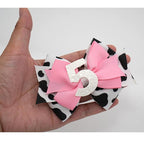 Birthday Hair Bow for Baby Girls 1 2 3 4 5 6 Years Sprinkle Decorations Party Hair Accessories for Five 5th Birthday Cow Print Cowgirl