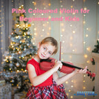1/4 Fiddle Pick Colored Premium Violin Outfit for Beginners Adults Kids With 5 Color Fingering Tape- Handcrafted Student Beginner Violin. (Pink, 1/4)