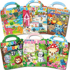 6 Set Reusable Sticker Books for Toddlers 2-4,1-3, Kids 3D Puffy Stickers (Dinosaurs, Forest, Town, Pets, Construction, Insects), Sticker Activity Books