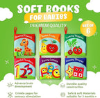 Cloth Books for Babies (Set of 6) - Premium Quality Soft Books for Babies. Touch and Feel Crinkle Paper. Cloth Books for Early Children's Development.