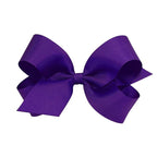 Wee Ones Girls' Plain Wrap Classic Grosgrain Hair Bows on a WeeStay No-Slip Hair Clip, Handmade, Large, Purple