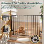 Cumbor 2 Pack 29.2-43" No Bottom Bar Baby Gate for Stairs, 2-in-1 Auto Close Dog Gate Indoor, Hardware Mounted Pet Gate for Doorways with Large Walk Thru Door, Child-Proof Safety Gate for Kids (Black)