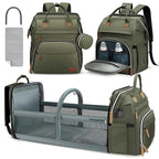 DERJUNSTAR Baby Diaper Bag Backpack with ChangingStation-Large Capacity Baby Bag for Boys & Girls, USBCharging Port, Pacifier Case, sunshade & Toy Bar,Waterproof， Forest