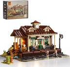 FUNWHOLE Wild West Train Station Lighting Building-Bricks Set - 1975 Pcs Collectible Train Playset for Adults and Teens