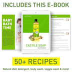 Pure Castile Soap - No Palm Oil, GMO-Free - Gentle Liquid Soap For Sensitive Skin & Baby Wash - All Natural Vegan Formula with Organic Carrier Oils (8 Fl Oz, An Unscented)
