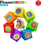 PicassoTiles 100pcs 0.5” Pixel Magnetic Puzzle Cube Mix & Match Cubes Sensory Toys STEAM Education Learning Building Block Magnets Children Construction Toy Set Stacking Magnet Creative Kit PMC100