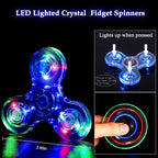 LED Light Fidget Spinners 2 Pack Fidget Toys for Kids and Adult ADHD Stress Reduction and Anxiety Relief Hand Spinners Thanksgiving Christmas Crystal Finger Toy Blue+Red