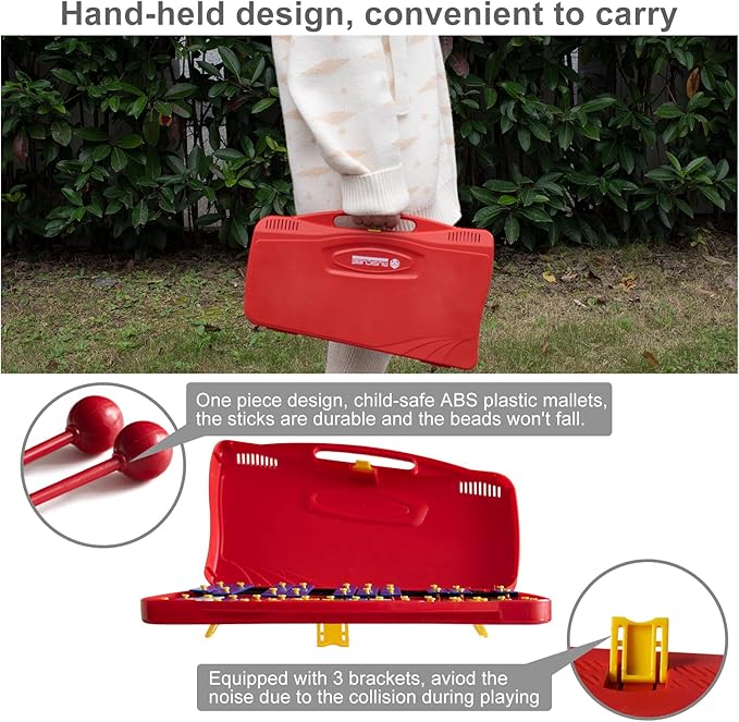 MUSICUBE Professional Glockenspiel for Kids & Adults 25-Note Well-Tuned Xylophone for Baby Toddler Orff Percussion Instrument Educational Musical Toys for Boys Girls Aged 3+ Gift Choice (G5-G7)