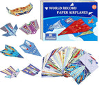Paper Airplane Kits with 16 Classic Designs, 32 Sheets of Colorful Origami Paper, World Record Paper Planes, Airplane Gifts for Boys and Girls Ages 6-12+ (Digital Manual Only, Fun and Easy to Fold)