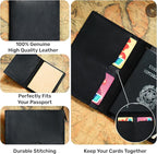 HIFA Leather Passport Holder, Handmade Passport Cover with Card and Ticket Slot - Genuine Leather, Elegant Design, Easy Access - Passport Case, Passport Wallet, Passport Holder