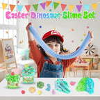 LAWOHO 6 Pack Dinosaurs Slime Kit for Kids - Cloud, Butter, Clear Slimes with Glow in The Dark Add-ins, Green & Blue Dino Slime, Super Soft and Non-Sticky, Birthday Party Favor for Boys & Girls