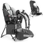 besrey Baby Backpack Carrier, Toddler Hiking Backpack with Safety 3-Height Seat, Adjustable Straps&Waist Belt, Foldable Frame Lightweight Large Capacity Child Carrier for Hiking (Black)