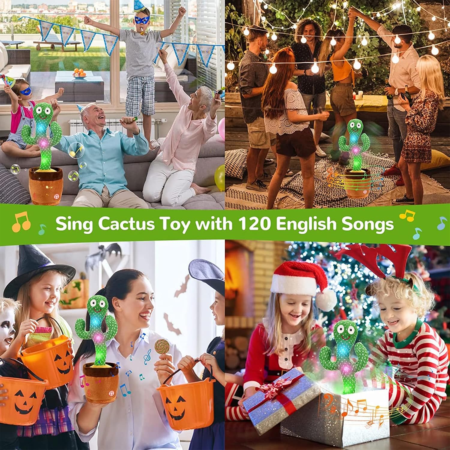 Dancing Talking Cactus Toy for Babies & Toddlers - 120 English Songs, Interactive Repeating Repeats What You Say for Baby Toy,Tummy Time Toys –Baby Toys Girls Gifts