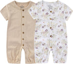Baby Girl Romper Button Jumpsuit Summer Infant Boy Clothes for 0-24 Months