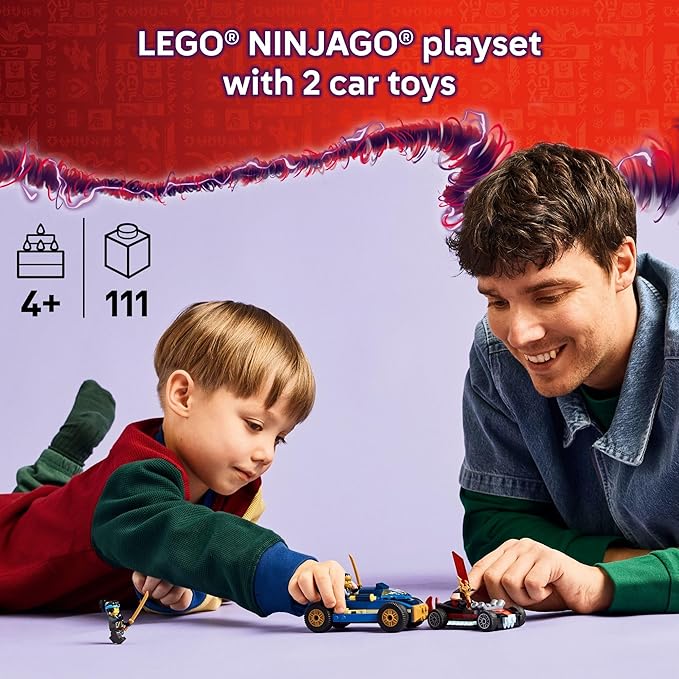 LEGO NINJAGO Rogue vs. Drix Race Car Duel Building Toy for Preschool Kids - Ninja Toy with Starter Brick for Boys & Girls, 4+ - Gift Idea for Birthdays & Dragons Rising Fans - 71840