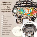 RUVALINO Diaper Bag Backpack-Multifunction Baby Travel Bag with Changing pad, Insulated Bottle Holders & Pacifier Case, Large Capacity, Waterproof, Yellow Leopard